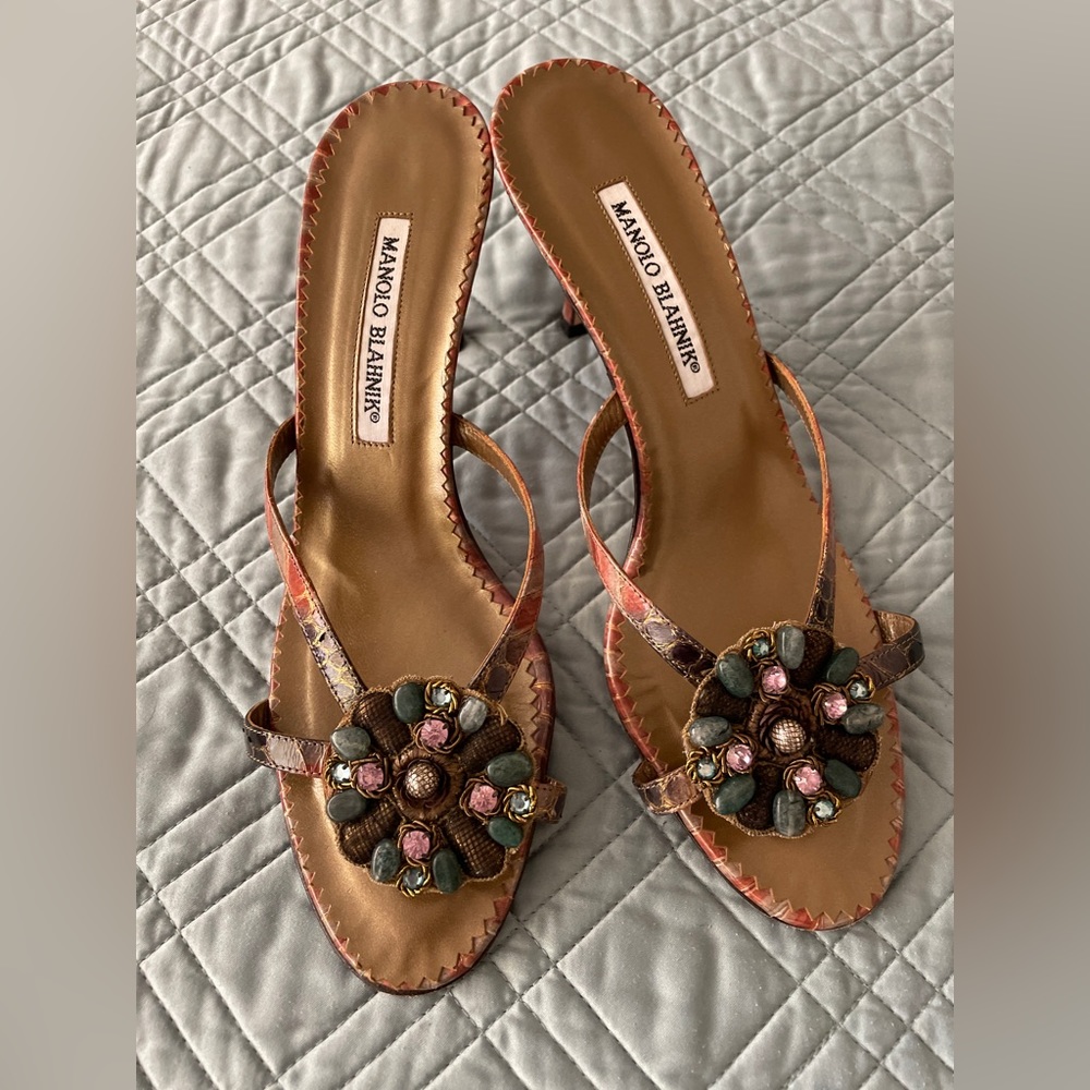 Manolo Blahnik multi-color sandal, size 38 1/2
